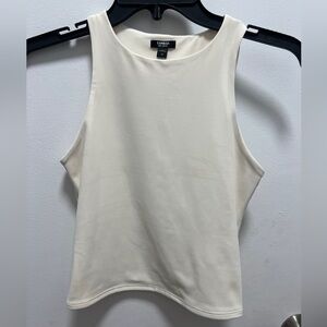 Express Swan White High Neck Body Contour Compression Tank Top